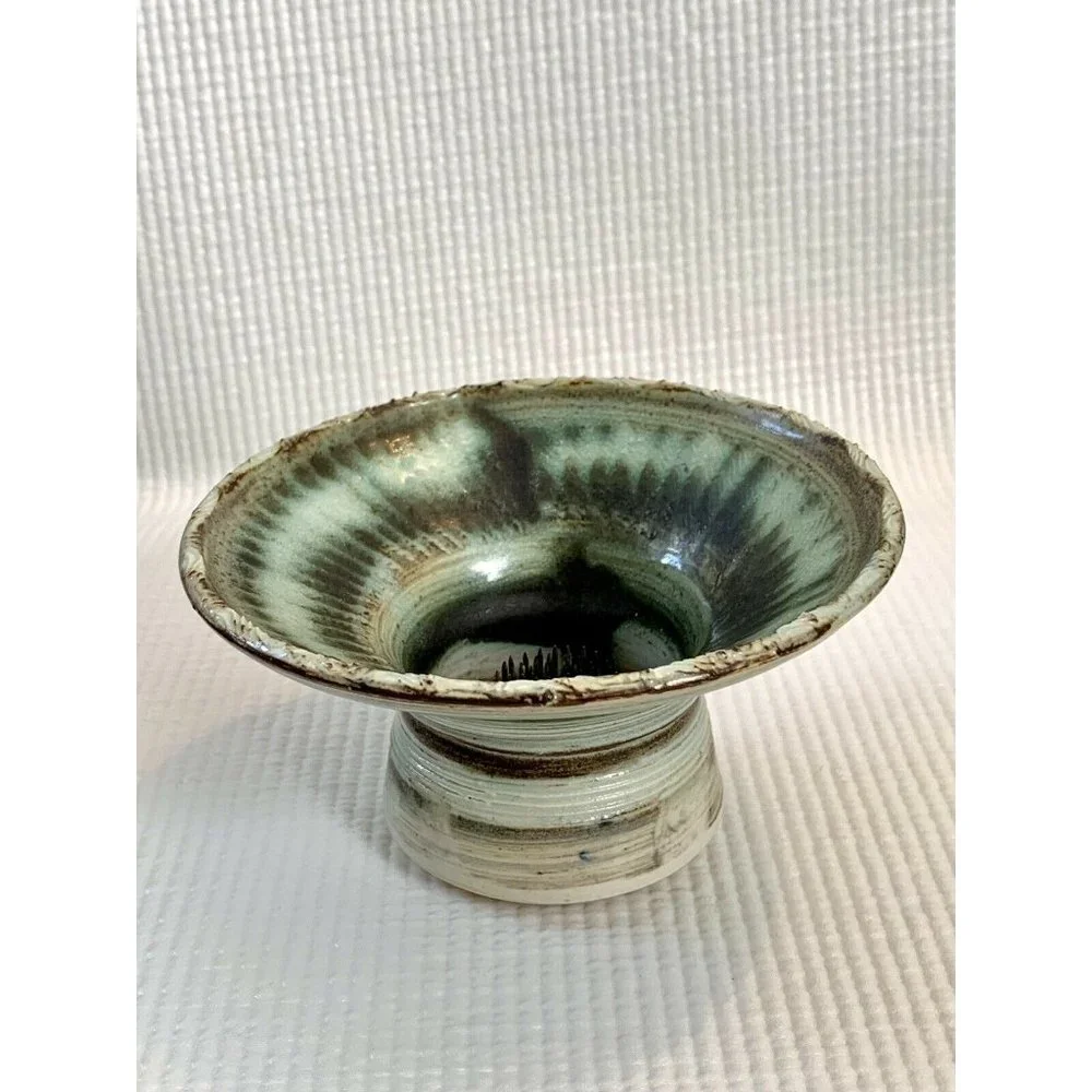 Vintage pottery ikebana vase Signed Oriental Japandi Minimalist - Picture 4 of 9